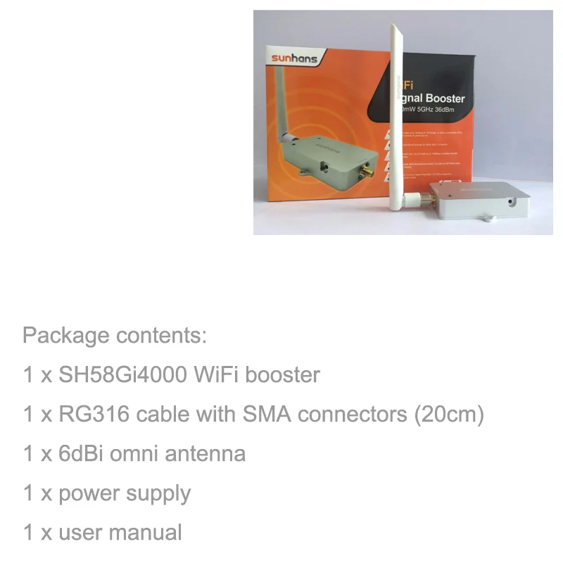 Sunhans SH58Gi4000 5.8GHz 4W Signal Booster Wifi Repeater Monitor Amplifier | Игрушки и хобби