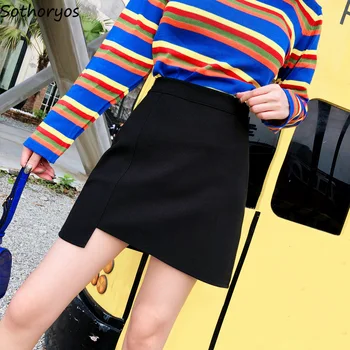 

Skirts Women Solid Simple All-match Kawaii Mini Skirt Womens Moda Mujer 2020 Street Wear Elegant Ladies Soft Chic High Quality