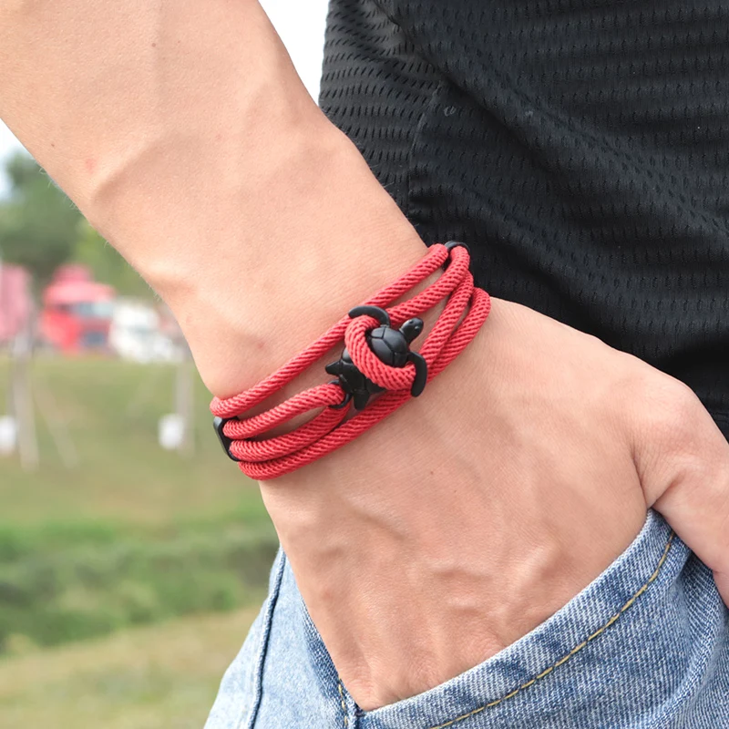 Red Rope Men bracelet Charms Handmade Marine Sea Turtle Braclet Wristband Jewelry For Men Women Viking Jewelry Homme bracelet jewelry leather bracelets