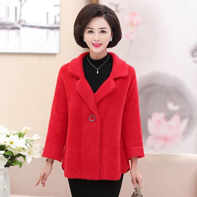 

2018 Autumn And Winter New Style Middle-aged Women's Windbreaker Coat Middle-aged Women Dress Short Fold-down Collar Overcoat Lo