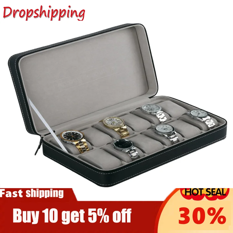 Часы Box 6/10 / 12slots PU кожа ювелирных изделий случая вахты Elegant наручные часы Present