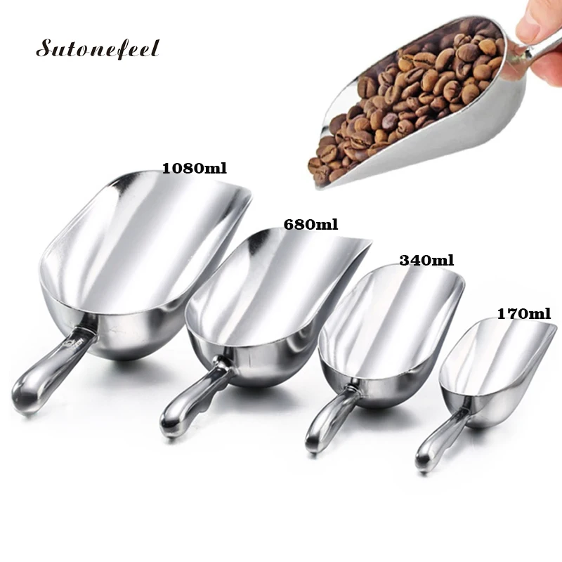 Pala de aleación de aluminio de 1080ML para hielo, granos de café, cucharas, barra de hielo, raspador de hielo, herramienta de almacenamiento para la cocina, cuchara de café