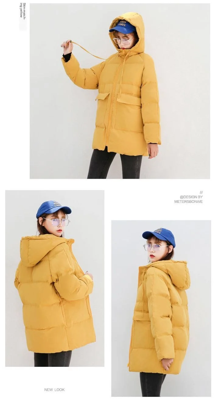 2020 Autumn Winter Cotton Parkas Oversized Coats and Jackets Womens Outerwear Hooded Puffer Jacket long puffer jacket