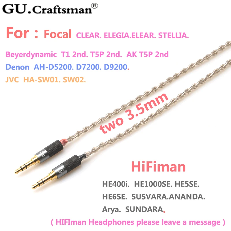 GUcraftsman 6n серебро для Beyerdynamic T1 2nd elear STELLIA Elegia AT-D5200 D7200 D9200 ANANDA Arya кабель для обновления наушников