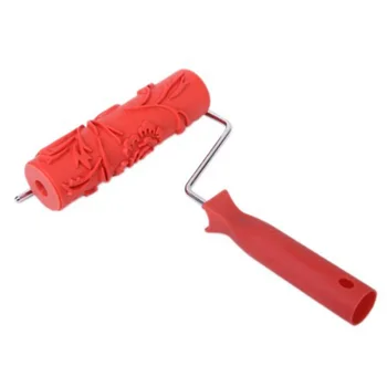 

7-inch DIY Wall Decoration Empaistic Flower Pattern Painting Roller with Plastic Handle (Red)