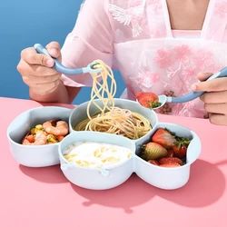Assiette d'alimentation pour bébé, bol d'alimentation pour enfants, ensemble de vaisselle d'apprentissage pour bébé, couverts avec fourchette et cuillère 