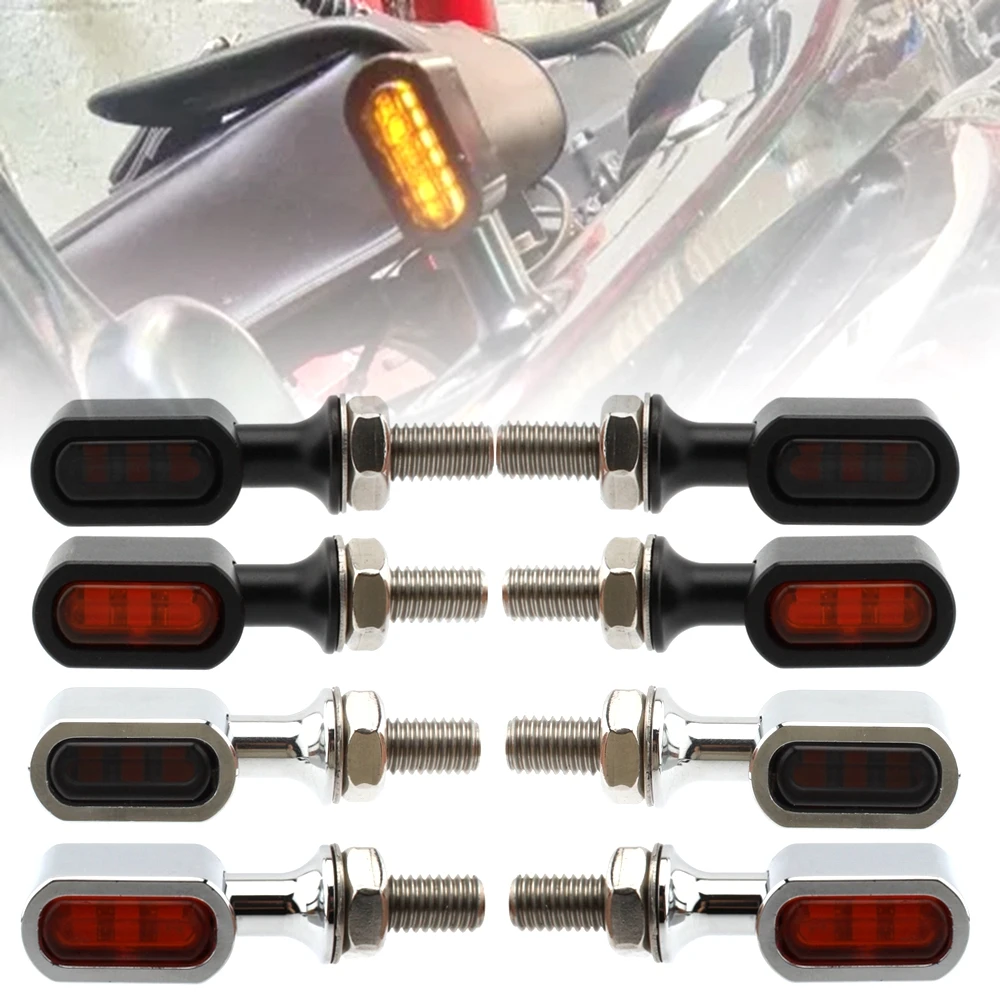 Motorcycle Rear LED Turn Signal Light Running Indicator Lamp Black/Chrome For Harley Sportster Bobber Mini Chopper Custom