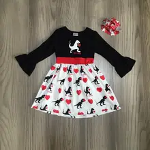 Одежда для маленьких девочек детское зимнее платье для девочек с v-образным вырезом платье с рисунком динозавра для девочек платье в форме сердца классическое платье с бантом для девочек