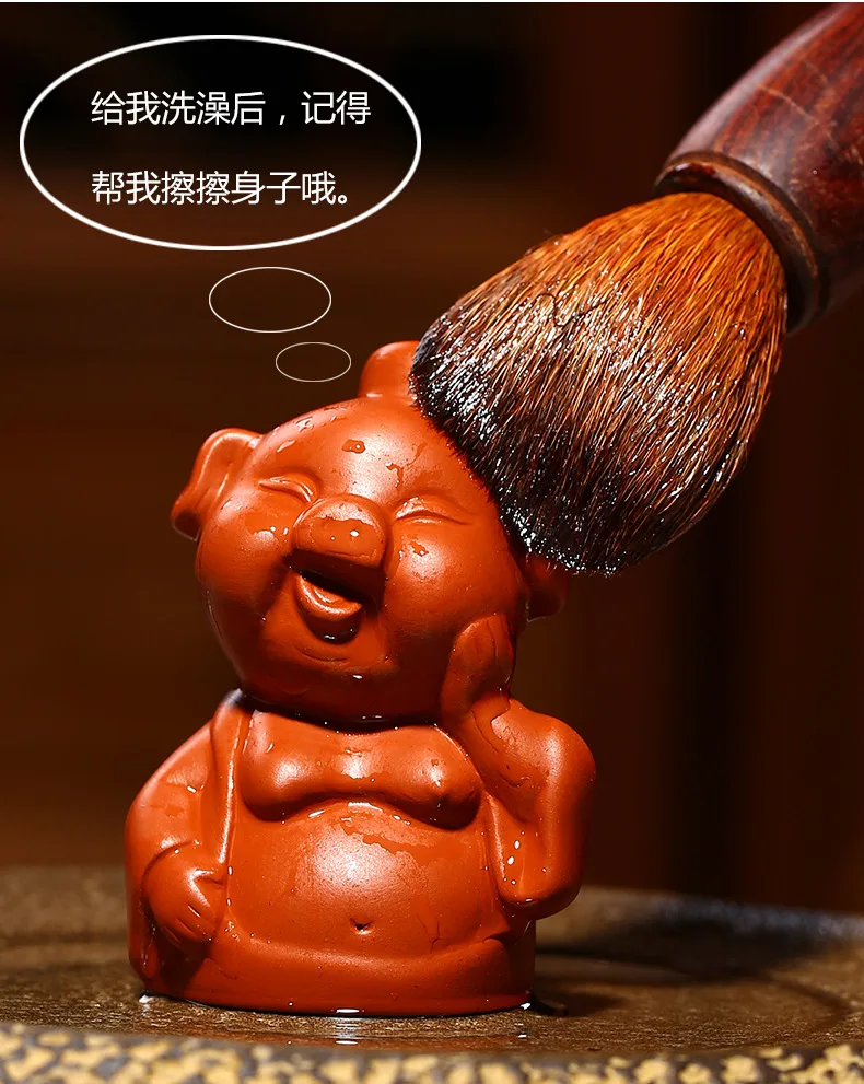 Fortune Piggy Clay Tea Ornaments Red Clay Creative Pigskin Handmade Sculpture Tea Table Decoration Accessories Tea Set Decorati