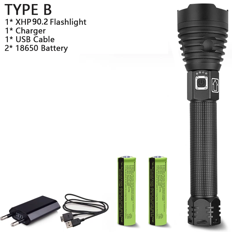 xhp90.2 b Xhp90 xhp70 xhp50 светодиодный фонарик Высокой Мощности Перезаряжаемый usb фонарь Мощный тактический фонарь 18650 26650 Аккумулятор для охоты и кемпинга - Испускаемый цвет: xhp90.2 b