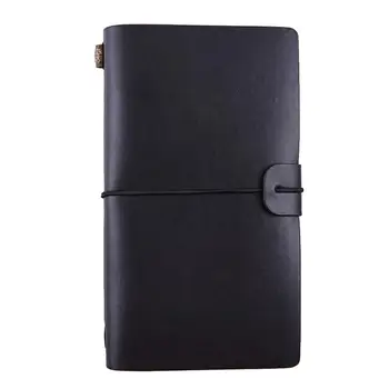 

Leather Journal Writing Notebook A6 PU Leather Bound Daily Notepad for Men Women 76 Pages (Black) 12X20cm