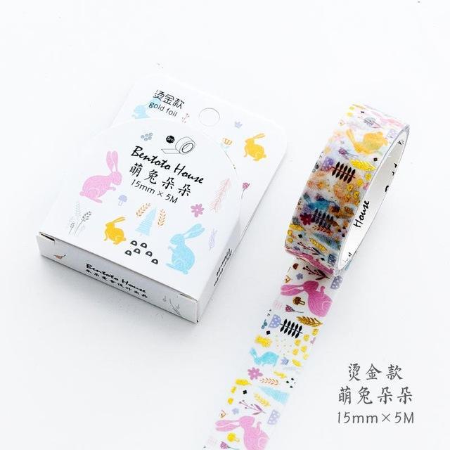 Gilding Washi Tape Adhesive Tape DIY Scrapbooking Sticker Label Masking Tape School Office Supplies Sticker Adhesive