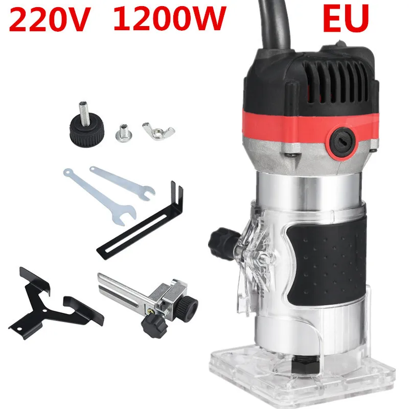 EU plug 220V 1200W ЕС 220 В США 110 в 800 Вт деревообрабатывающий электрический триммер фрезерование древесины гравировальный долбежный обрезной станок ручная резьба по дереву маршрутизатор - Цвет: EU plug 220V 1200W