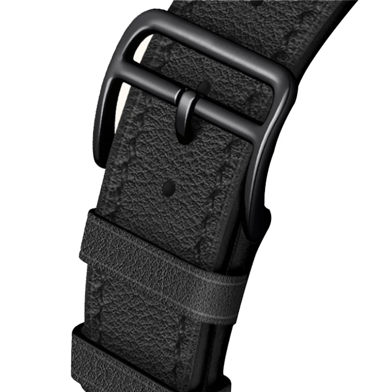 Tanie AKGLEADER bransoletka dla Apple obserwować serii 5 4 40 44mm Watchband Genunine skóry czarny klamra Wrst pasek do apple Watch 3 2