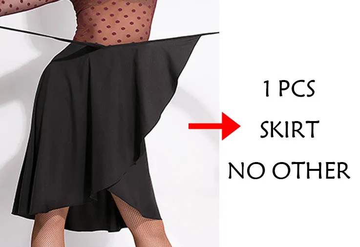 Модная юбка для латинских танцев Женская одежда для бальных тренировок Одежда для танцев ча танго сальса самба румба тренировочный наряд шарф DF1566 - Цвет: Черный
