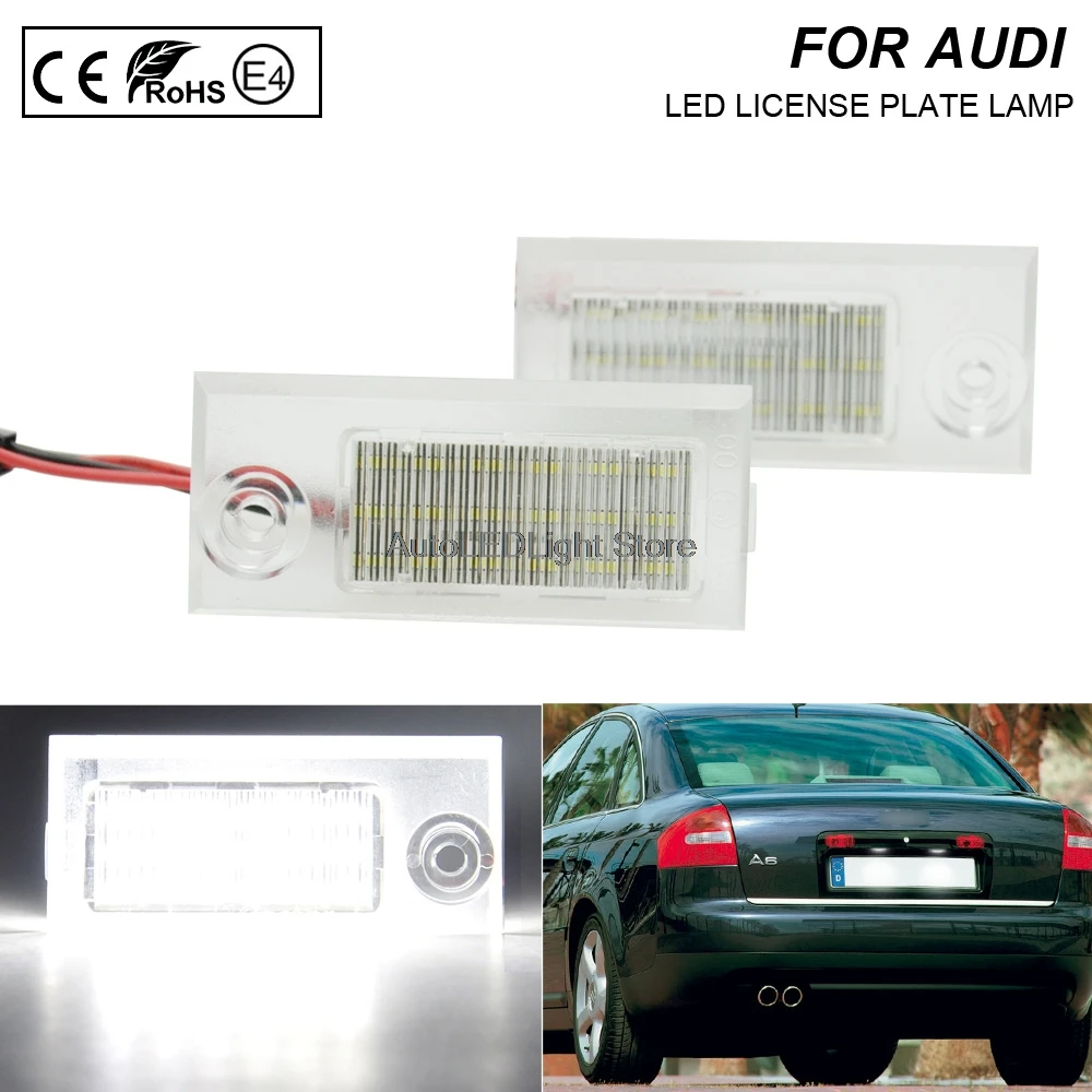 

A Pair LED Number License Plate Lights Number Plate Holder Lamp No Error For Audi A6 C5/4B Sedan 1997-2004