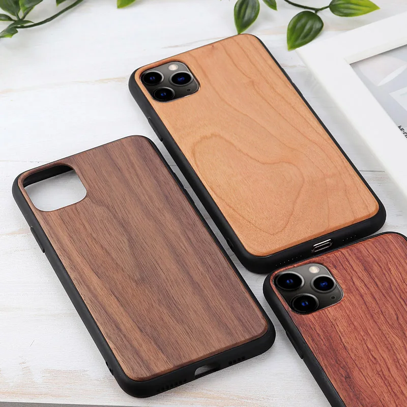  wlzcyhbd 100% Natural Green Wooden Hard Phone Cases For iPhone 11 Pro Max X Xr Xs Max 7 8 Plus Vint