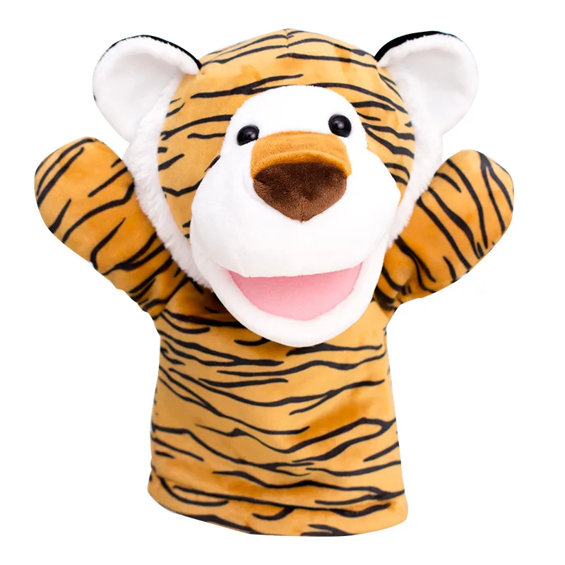 

Animal Tiger Hand Puppet Animal Ventriloquism Hand Puppet with Dynamic Kindergarten Interactive Animal Mouth Gloves Doll
