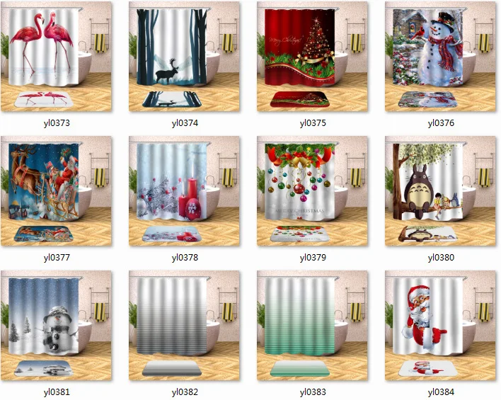 New Products Bamboo Waterproof Mould Proof Printed Shower Curtain Flower Type Multiple Choice Graphic Customization Size Multipl