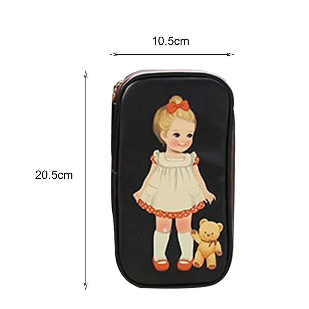 Women Cute Cartoon Doll Girl Pattern Pen Pencil Case Bag Cosmetic Makeup Bag