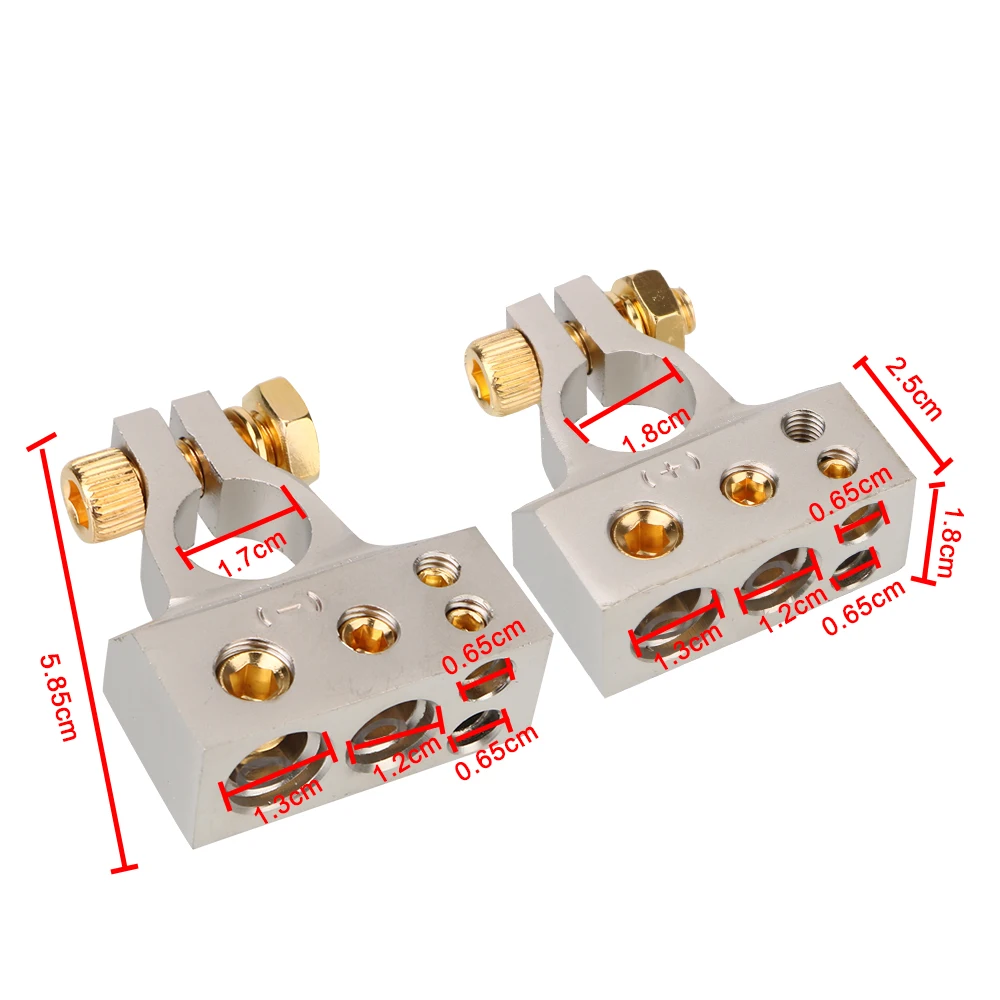 Battery Terminals 2Pcs Car Battery Terminal Connectors Audio Stereo Cable Clamps 0/2/4/8/10GA Adapter Modified Set