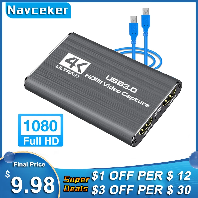 4K 60Hz Loop HDMI Capture Card Motherboard วิดีโอการบันทึกแผ่นที่