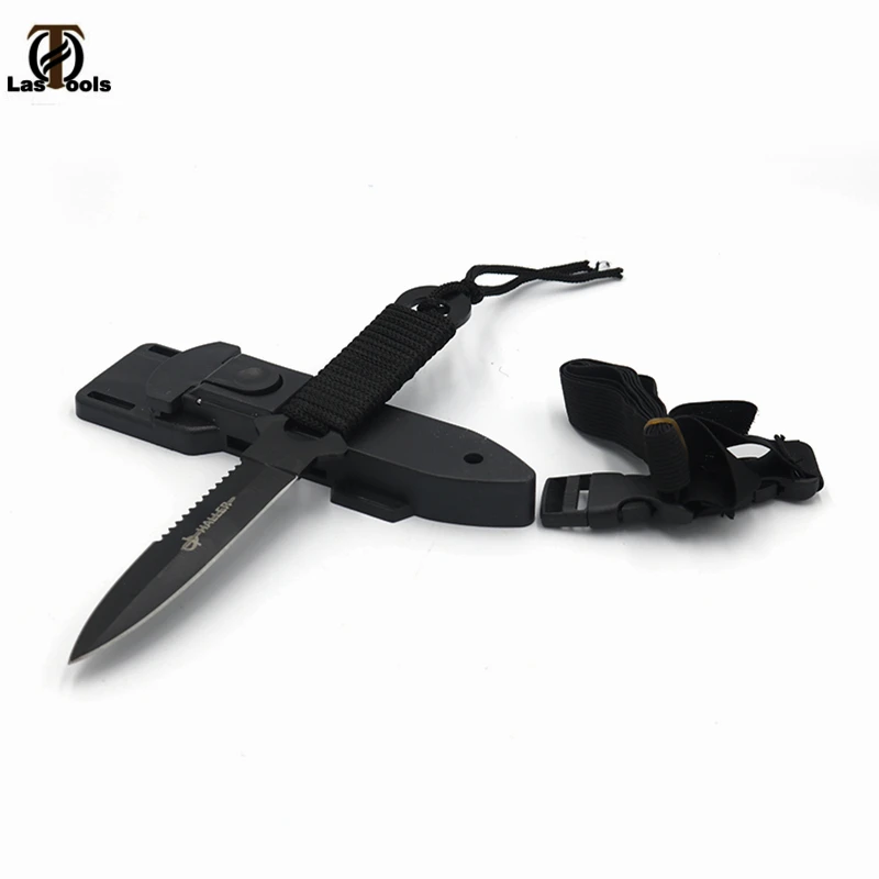 Plastic sheath Black Портативный тактический нож, нож ПАРАШЮТИСТА для выживания, лезвие из нержавеющей стали, прямой нож для дайвинга, походный карманный нож, EDC - Цвет: Plastic sheath Black