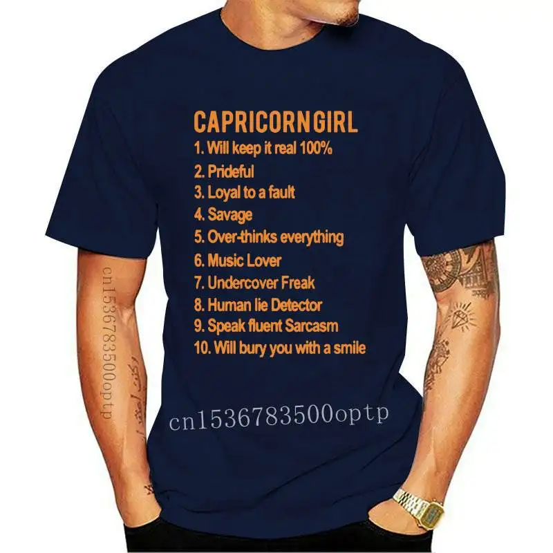 Летняя мужская футболка с коротким рукавом и надписью Capricorn Girl | Мужская одежда