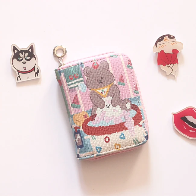 Mini Bear PU Leather Woman Wallet Cute Students Wallets Korean Style Woman Redit Card Holders Chic Female Coin Purse