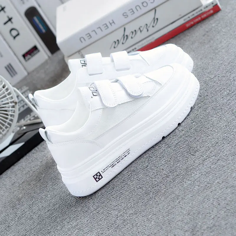 

Velcro Shoes White Women's Summer 2019 New Style Korean-style Thick Bottomed Extra High Casual Students Versatile Breathable Mes