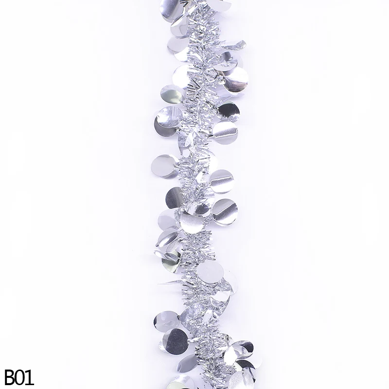 B01 silver 2 м многоцветная гирлянда для рождественской елки Блестки из фольги лента Рождественская гирлянда Рождественские украшения вечерние принадлежности - Цвет: B01 silver