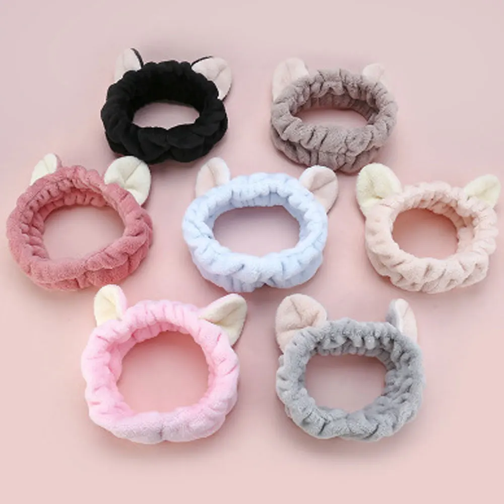 

Lovely Elastic Cat Ears Headband Girls Makeup Washing Face Hairbands Elastic Turband For Spa Mask Hair Accessories Headwrap