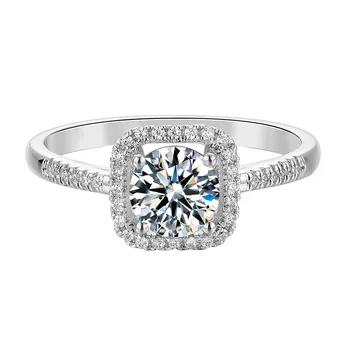

inbeaut D Color Moissanite Stone Ring Original 925 Sterling Silver Square Pass Diamond Test Moissanites Wedding Rings for Women