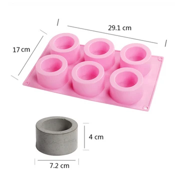 

6 Holes Silicone Mold for Concrete Planter Flower Pot Molds Homemade Succulent Plants Pot Cement Clay Molds Home Office Decor