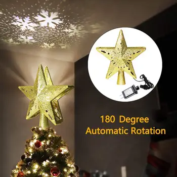 

LED Christmas Tree Projection Lamp Can Rotate Five-pointed Star Projection Lamp Christmas Tree Lights Decoration UK/EU/US Plug