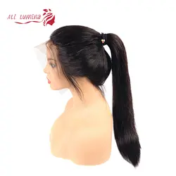 Али люмина полный парик шнурка прямые человеческие волосы с волосами младенца бразильский парик из натуральных волос 12-30 дюймов Быстрая