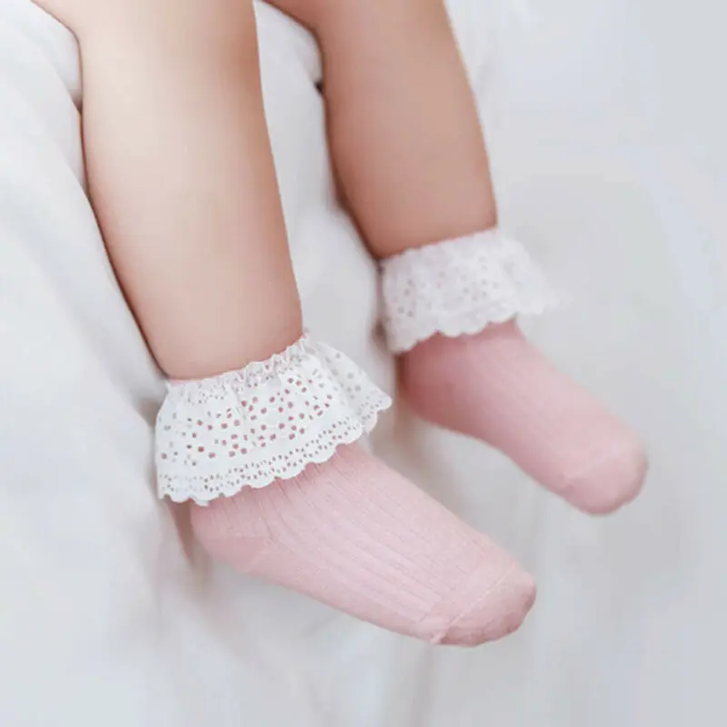 Children Ankle Fancy Retro Lace Ruffle Frilly Princess Cotton Beauty Socks 6M-5T Toddler Girls Socks New