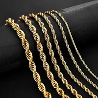Gold Color Solid Chain Necklace Stainless Steel Link Choker For Men Female Charm Simple Collares Jewelry Accessories 50/55/60 Cm 3