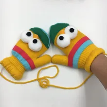 Милые большие перчатки с глазами для маленьких мальчиков и девочек; плотные бархатные рукавички; подарки для детей; яркие теплые зимние перчатки