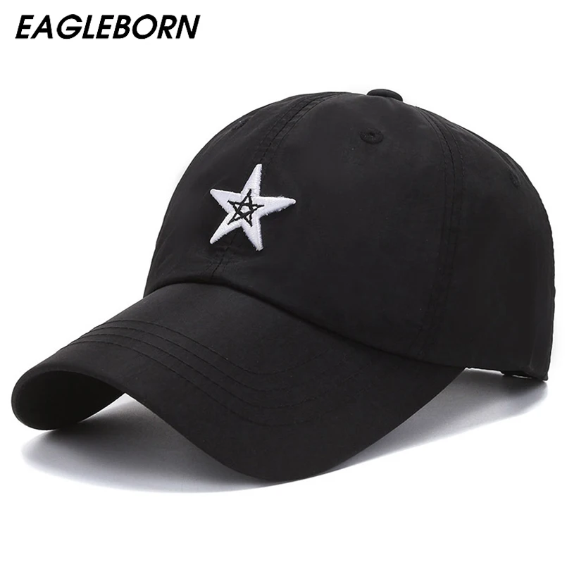 

EAGLEBORN New Summer Sun Hat Men Baseball Cap Star Embroidered Woman Sun Visor Sports Lightweight Hat Vogue Solid Baseball Hats