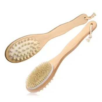 

2-in-1 Body Brush Bristles Back Scrubber Long Handle Wooden Cleaner exfoliate away roughness and dirt by revealing newer wood