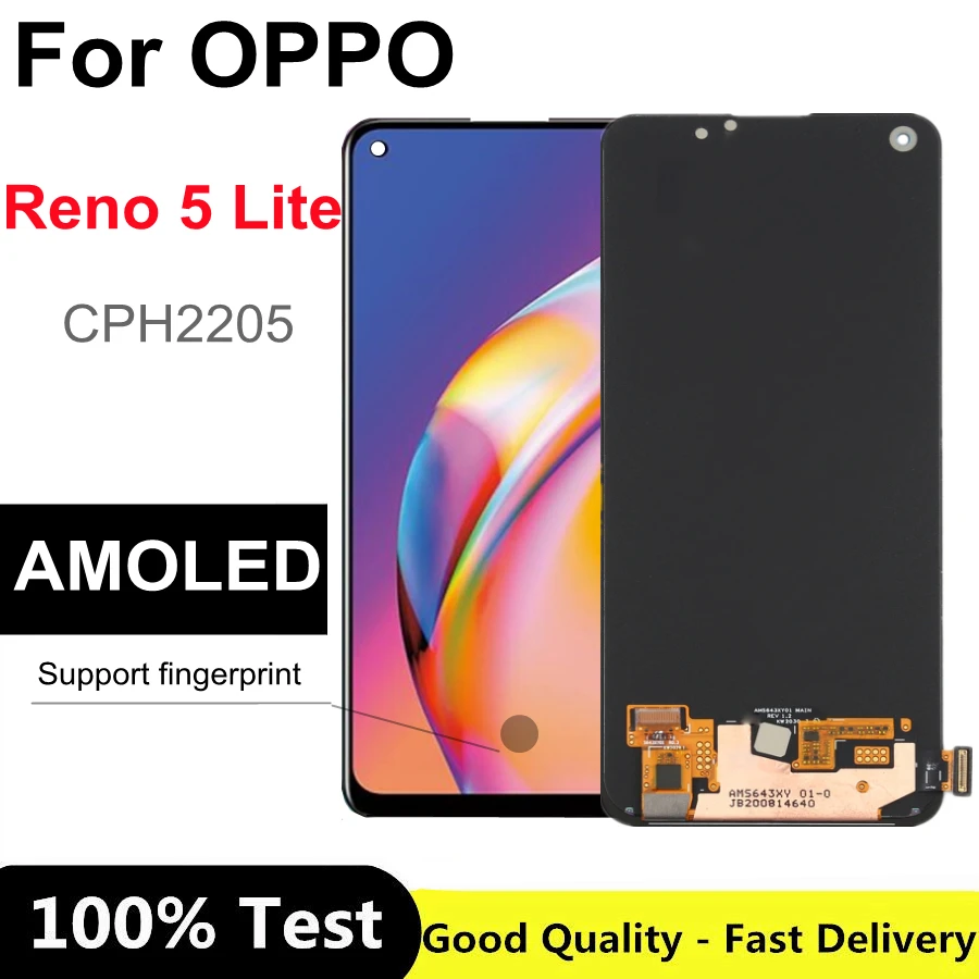 

6.43'' AMOLED For Oppo Reno5 Lite CPH2205 LCD Display Screen Touch Panel Digitizer Assembly For OPPO Reno 5 Lite Display