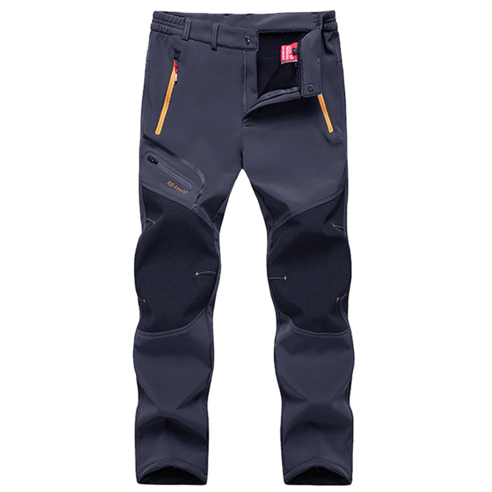 Лидер продаж, мужские негабаритные зимние штаны для улицы, флисовые водонепроницаемые брюки для альпинизма, походов, тренировок, N66 - Цвет: Синий