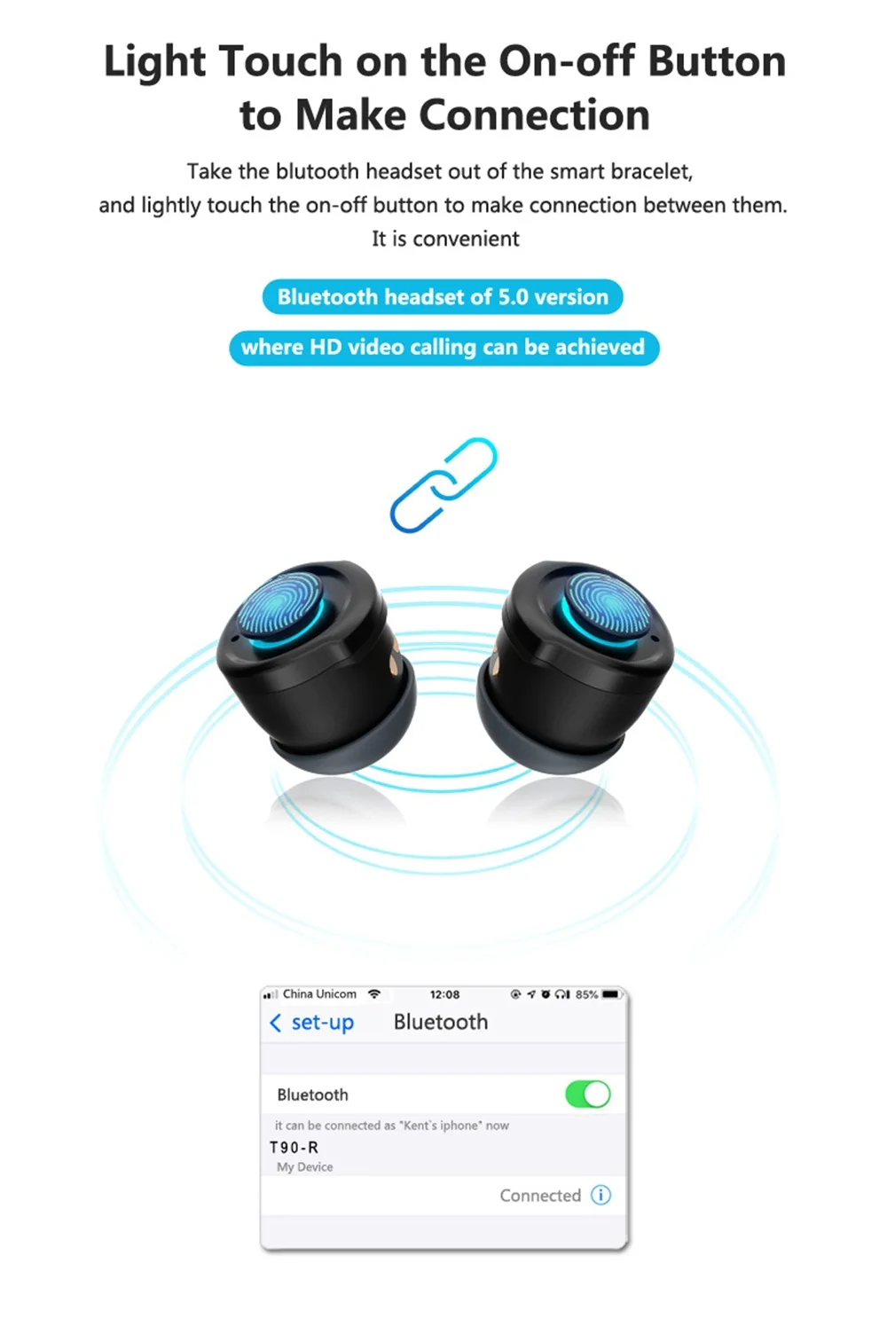 Умный браслет+ Bluetooth беспроводные наушники шагомер пульсометр фитнес-трекер Смарт-браслет Android ios Apple Phone