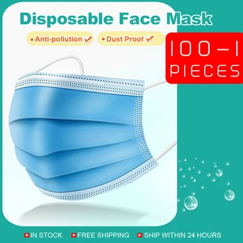 

mascarilla 100 50 20 10 5 3 Pcs masque face mask disposable 3 ply mouth masks filte nonwoven anti-dust protective masks masker