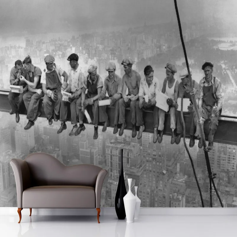 

Mural Lunch atop a Skyscraper Mural photo wallpaper 3D mural wallpaper Large mural living room paper wallpaper bedroom den