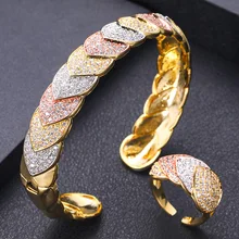 AccKing, роскошный браслет, кубический циркон, CZ, винтажные богемные браслеты-манжеты для женщин, ювелирное изделие, трехцветный подарок