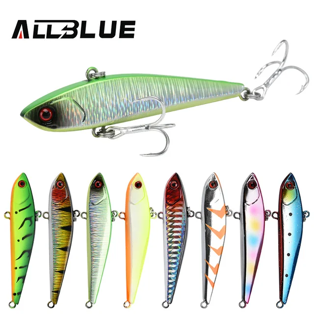 US $3.19 ALLBLUE BLUX 77S VIB Sinking Fishing Lure Vibration 77mm 15.5g Hard Plastic Artificial Bait Winter