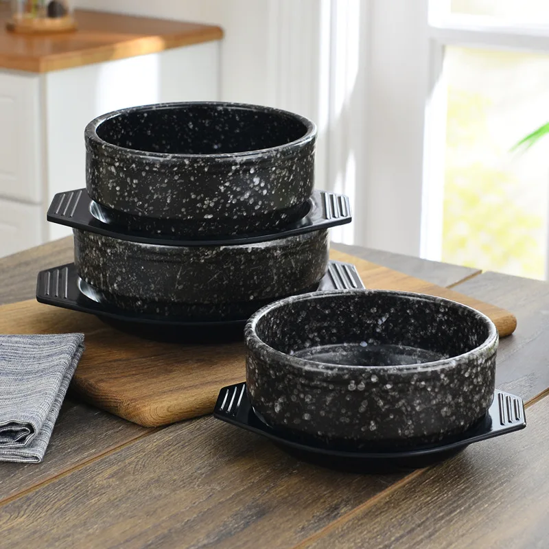 

Ceramic Stone Pot Bibimbap Small Casserole Pot Medical Stone Soup Rice Korean Style Dishes Pot Guo Qiao Rice Noodles Stewing Pot