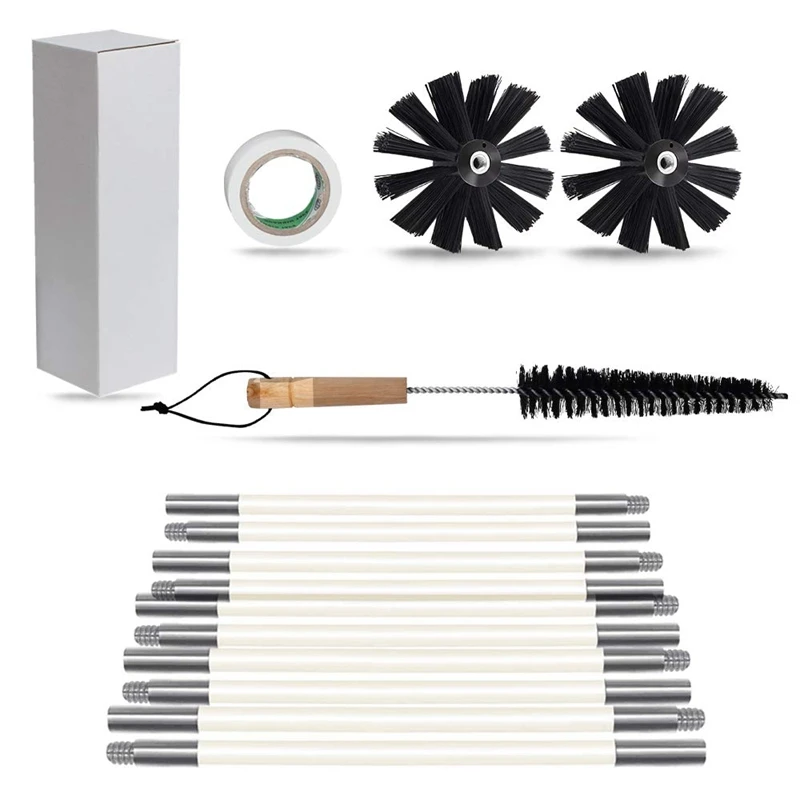 

Dryer Vent Cleaner Kit Two Synthetic Clean Brush Heads, Includes 18x Flexible Rods, 1x Dryer Lint Vent Trap Cleaner Brush